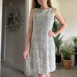 TAHARI Black and White Printed Dress